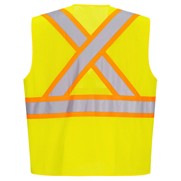 PortWest X-Back Contrast Tape Vest Orange CA101